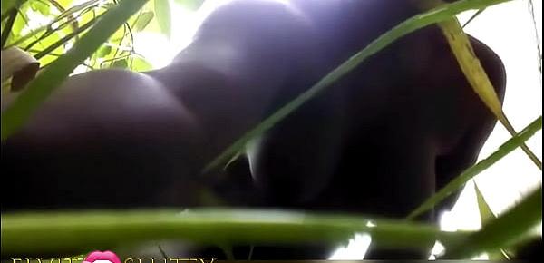 Dildo pounding on the grass